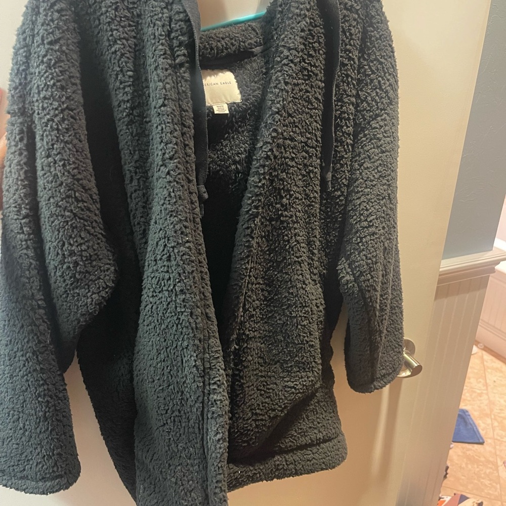 American Eagle Outfitters Black Teddy Jacket